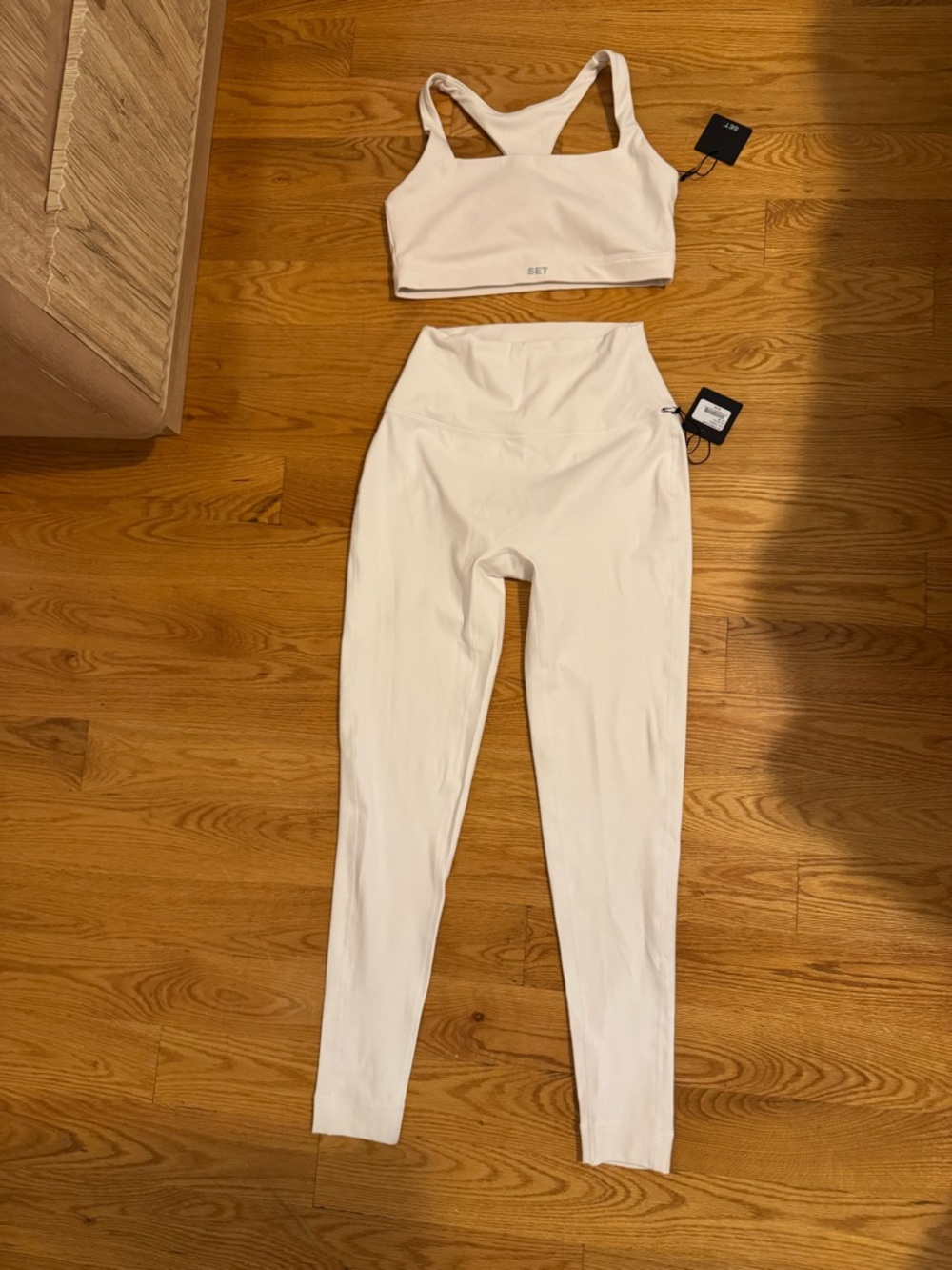 SET Active White High-Waist Leggings & Racerback Sports Bra Set